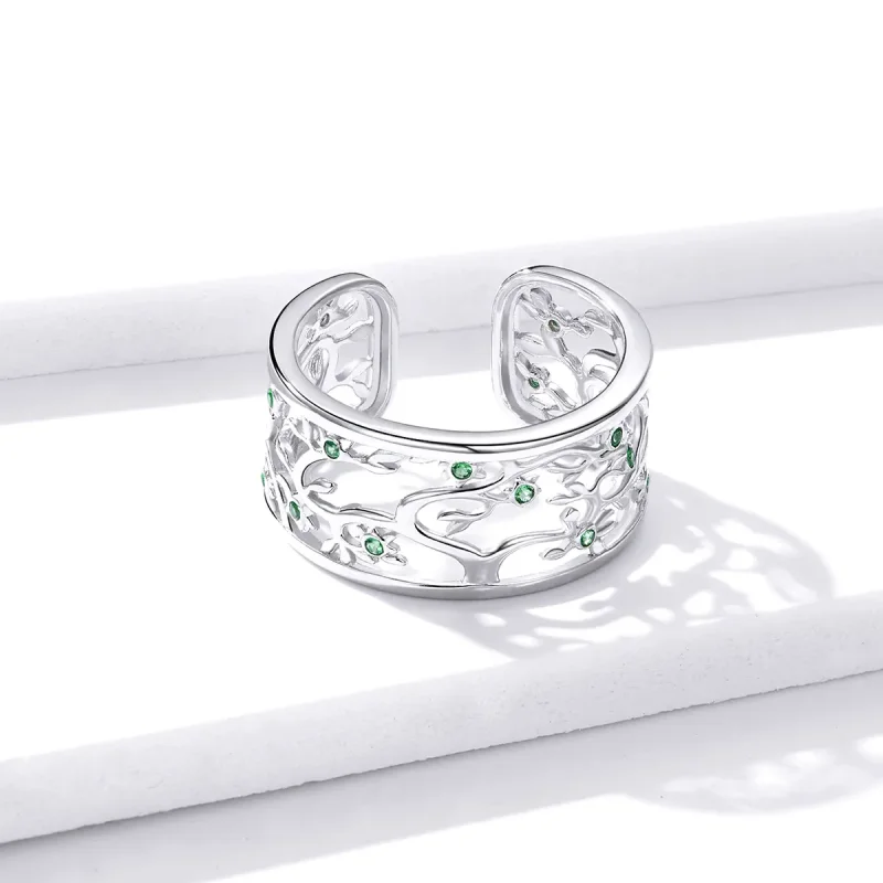 (slika za) Odprt prstan s srebrnim drevom življenja v stilu Pandora - BSR125 - Ogled 4