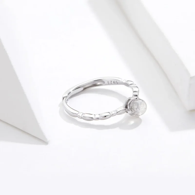 (slika za) Odprt prstan s srebrnim mesečevim kamnom v stilu Pandora - SCR536 - Ogled 2