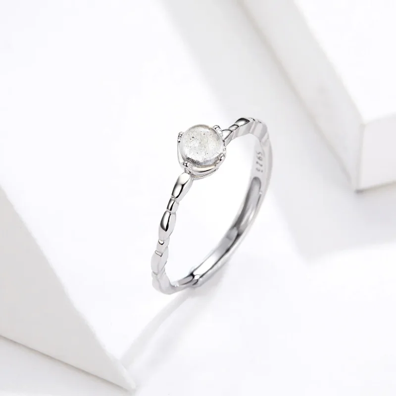 (slika za) Odprt prstan s srebrnim mesečevim kamnom v stilu Pandora - SCR536 - Ogled 4
