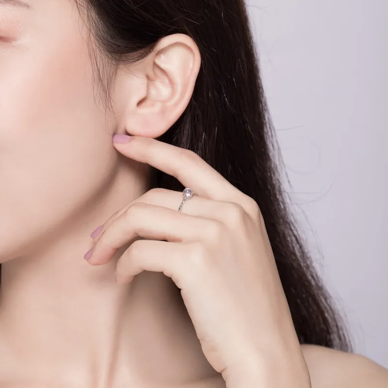 (slika za) Odprt prstan s srebrnim mesečevim kamnom v stilu Pandora - SCR536 - Ogled 8