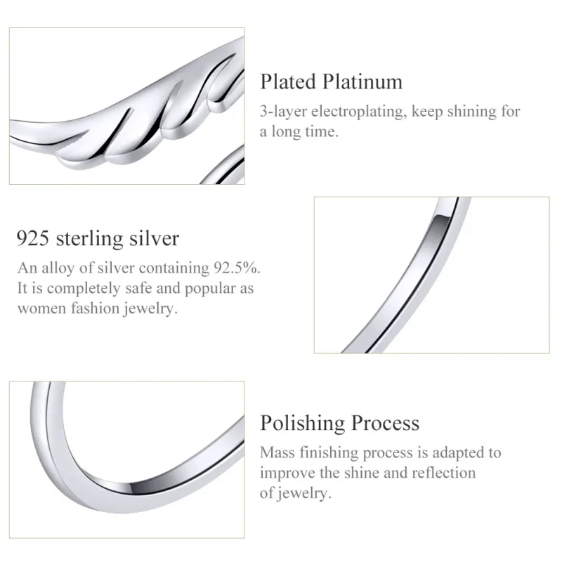 (slika za) Odprt prstan s srebrnimi angelskimi krili v stilu Pandora - SCR567 - Ogled 3