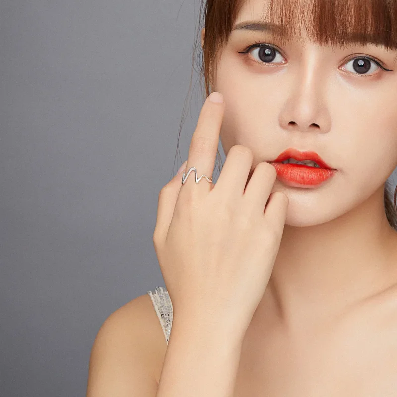 (slika za) Odprt prstan s srebrnimi valovi v stilu Pandora - SCR673 - Ogled 5