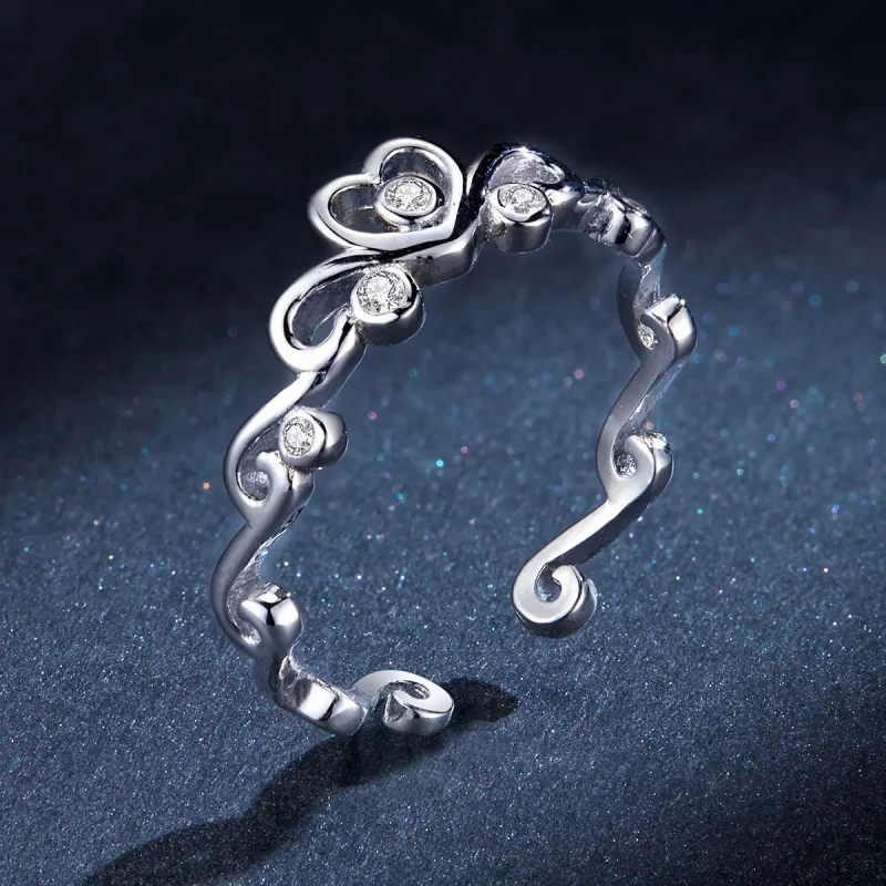 (slika za) Odprt prstan s srebrno krono v stilu Pandora - BSR105 - Ogled 5