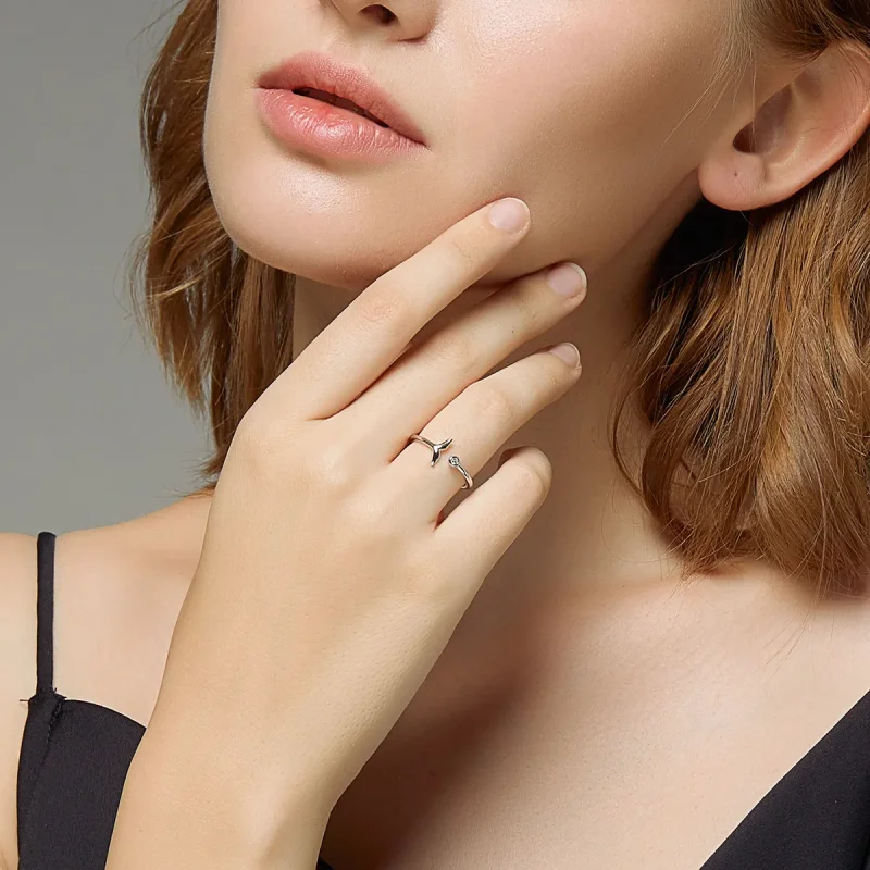 (slika za) Odprt prstan s srebrno morsko deklico v slogu Pandora - SCR618-A - Ogled 6