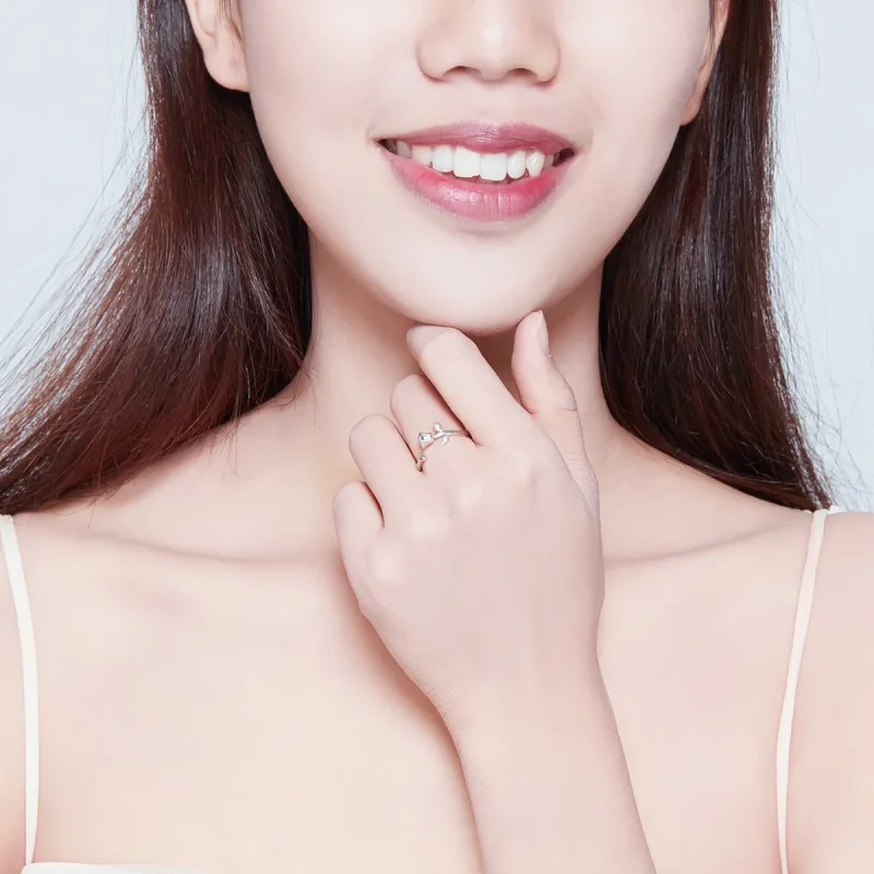 (slika za) Odprt prstan s srebrno vrtnico v slogu Pandora - BSR065 - Ogled 6