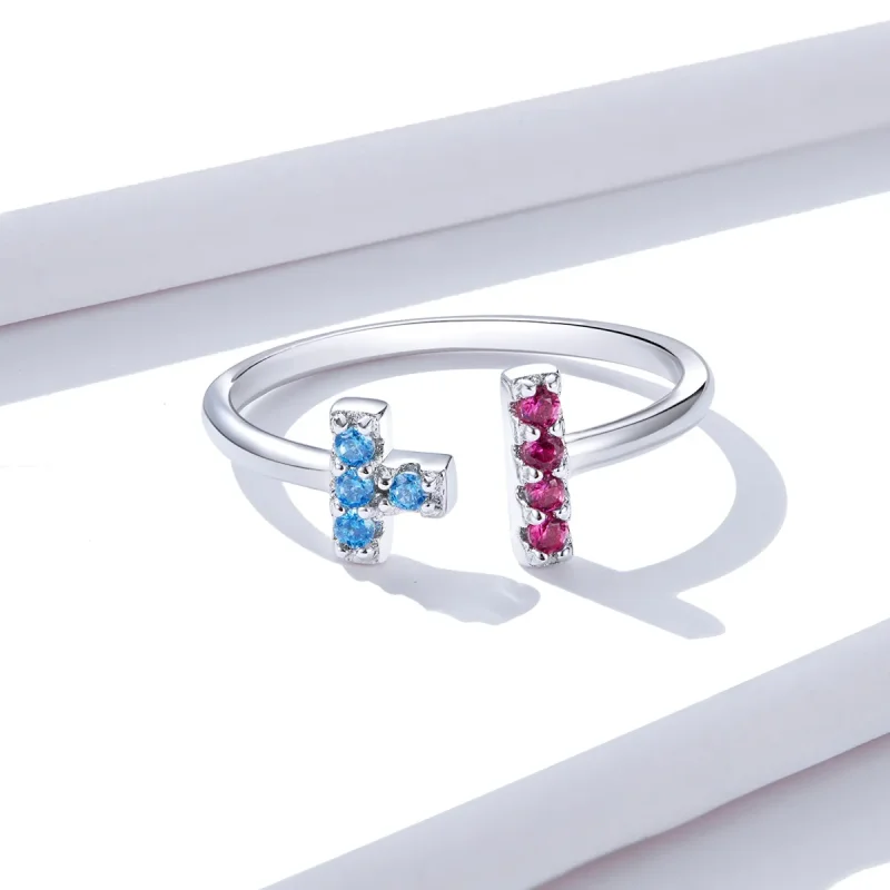 (slika za) Odprt prstan s tetrisom v stilu Pandora - BSR114 - Ogled 2