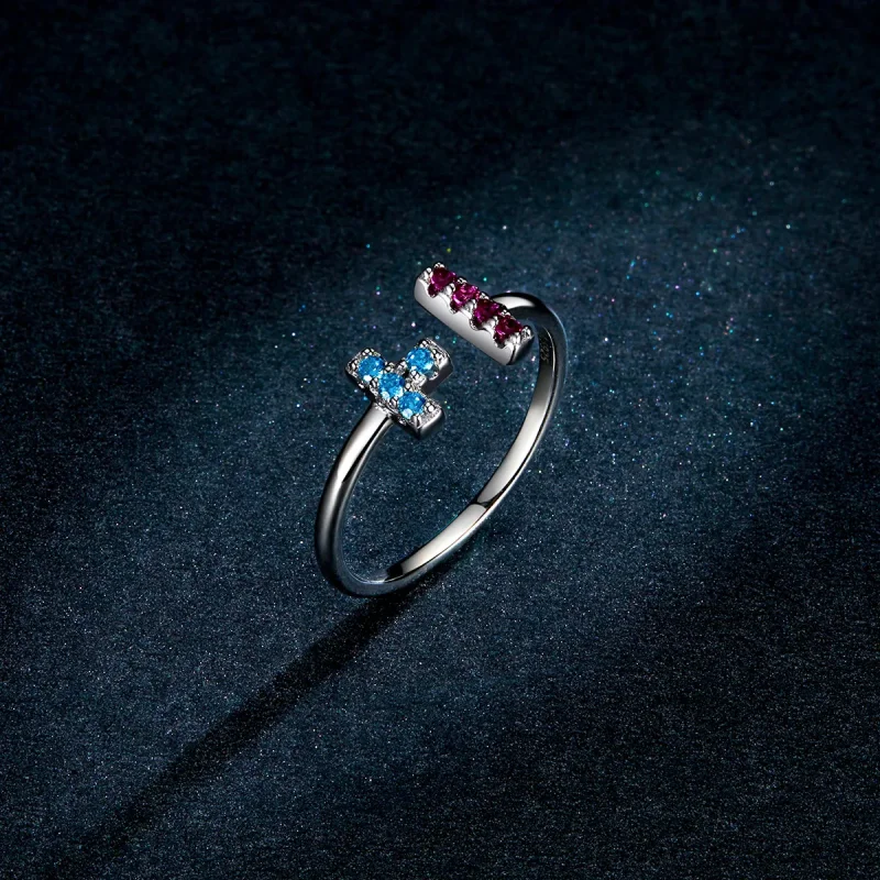 (slika za) Odprt prstan s tetrisom v stilu Pandora - BSR114 - Ogled 5