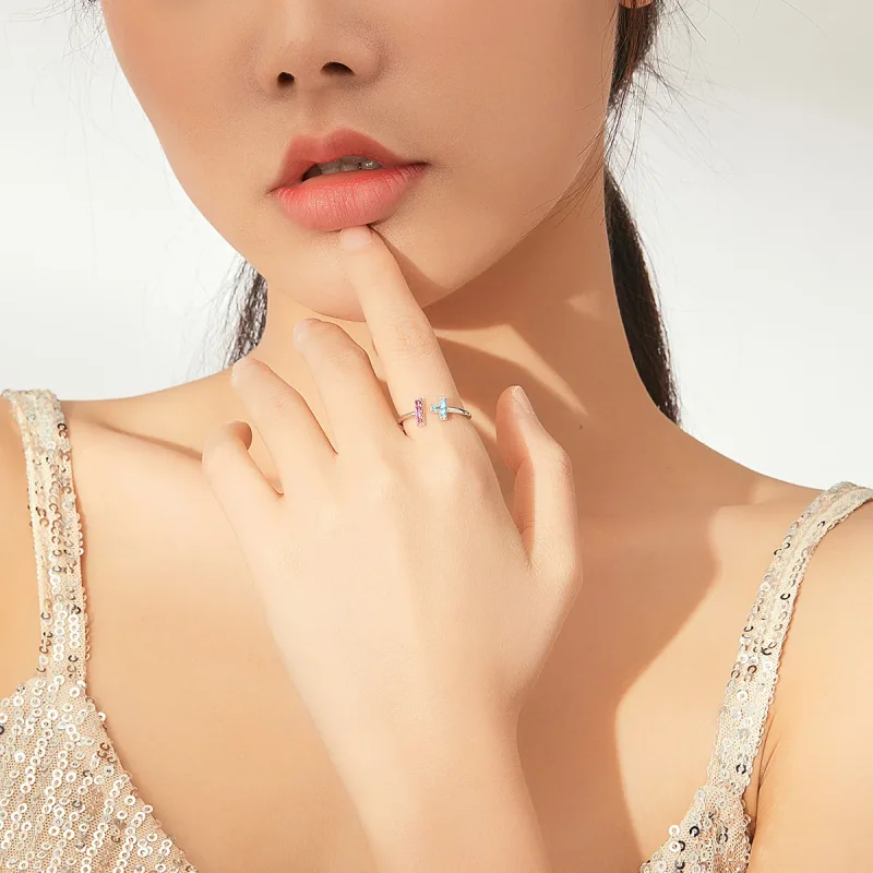 (slika za) Odprt prstan s tetrisom v stilu Pandora - BSR114 - Ogled 8