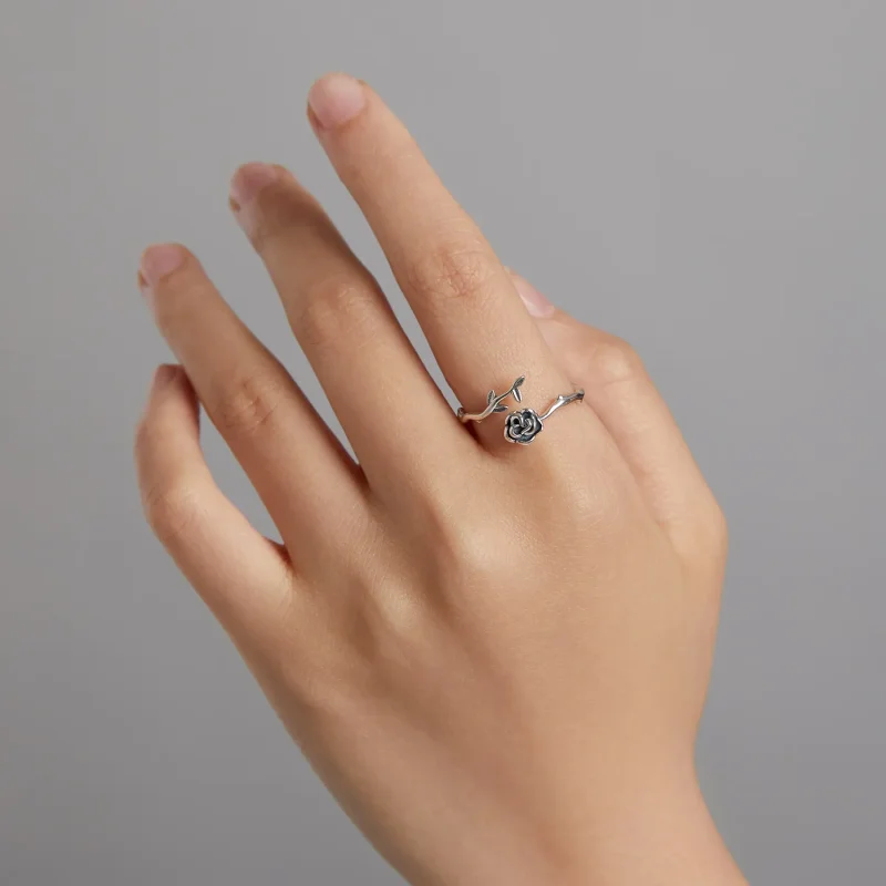 (slika za) Odprt prstan s trnasto vrtnico v stilu Pandora - BSR196 - Ogled 8