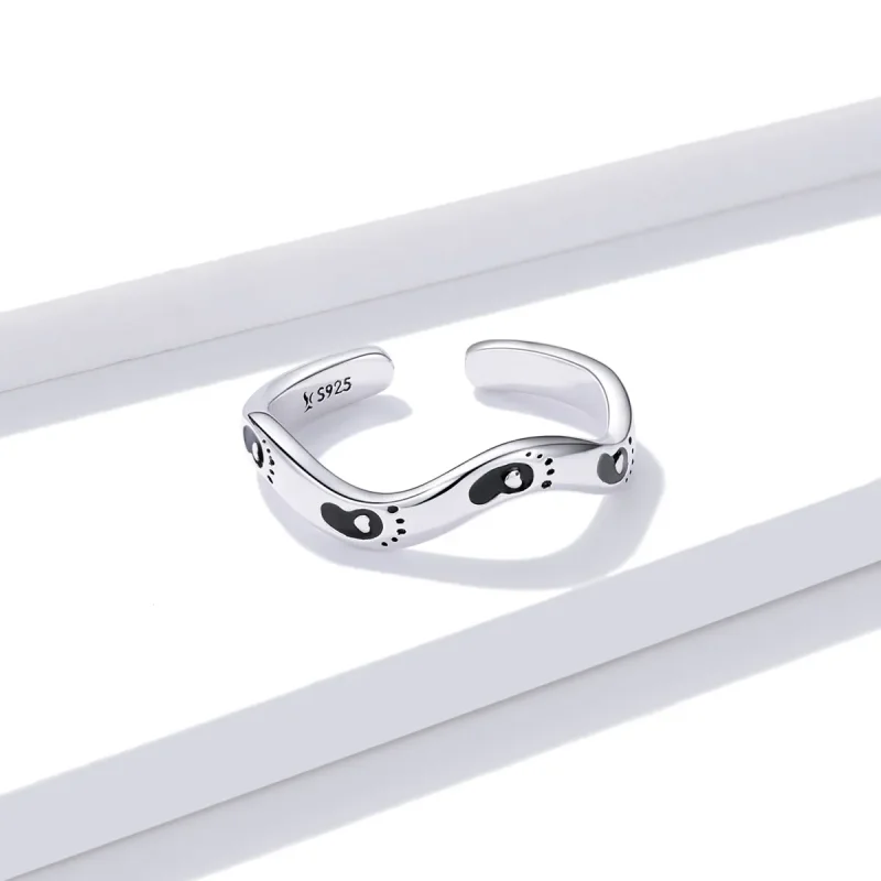 (slika za) Odprt prstan v stilu Pandora z odtisom stopala - SCR712 - Ogled 3