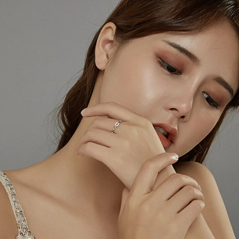 (slika za) Odprt prstan z geometrijsko verižico v slogu Pandora - BSR145 - Ogled 6