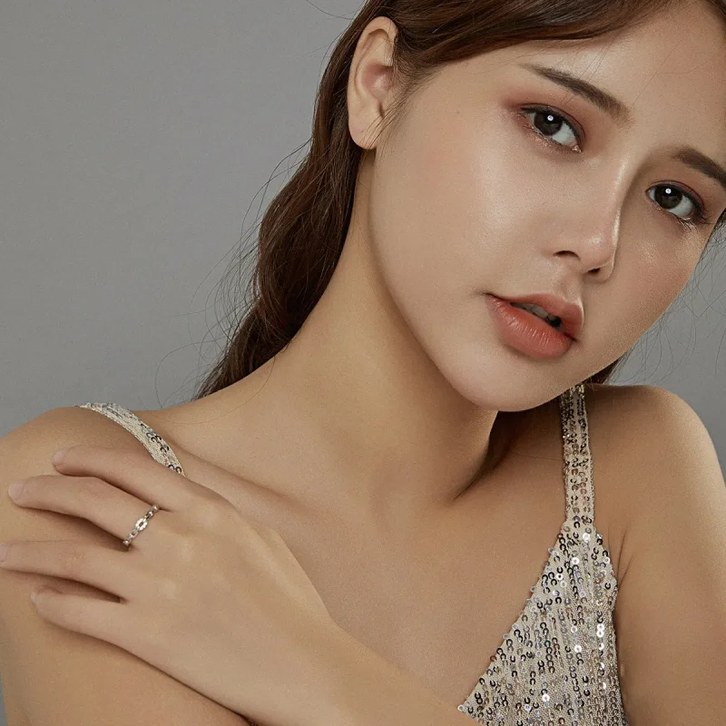 (slika za) Odprt prstan z geometrijsko verižico v slogu Pandora - BSR145 - Ogled 8