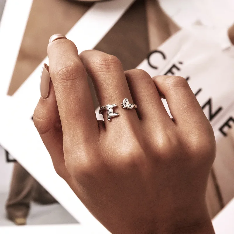 (slika za) Odprt prstan z žirafo v stilu Pandora - BSR228 - Ogled 8