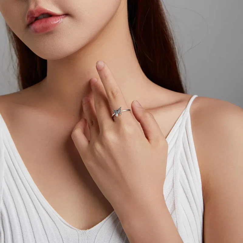 (slika za) Odprt prstan z lastovinskim repkom v stilu Pandora - BSR195 - Ogled 7