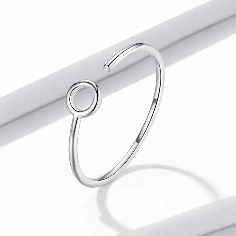 (slika za) Odprt prstan z majhnim krogom v stilu Pandora - BSR204 - Ogled 4