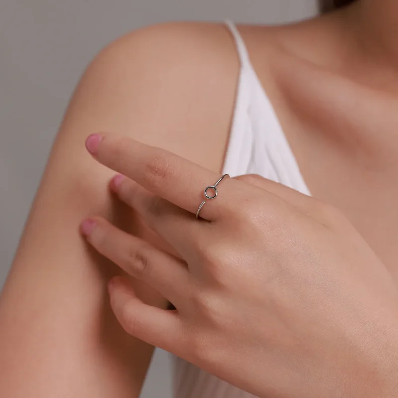 (slika za) Odprt prstan z majhnim krogom v stilu Pandora - BSR204 - Ogled 6