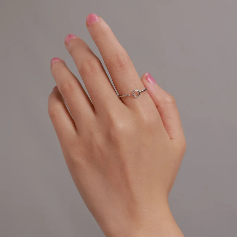 (slika za) Odprt prstan z majhnim krogom v stilu Pandora - BSR204 - Ogled 8