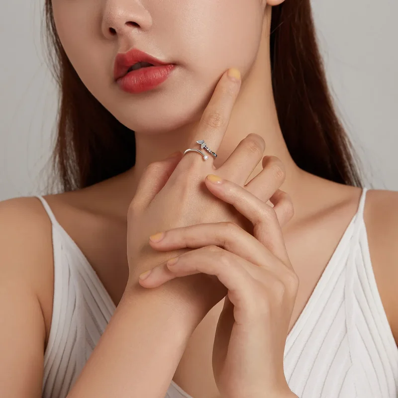 (slika za) Odprt prstan z mavričnim metuljem v slogu Pandora - SCR730 - Ogled 7