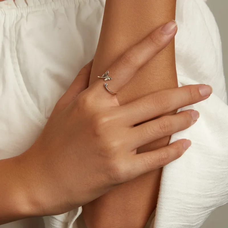 (slika za) Odprt prstan z metulji v slogu Pandora - SCR772 - Ogled 7