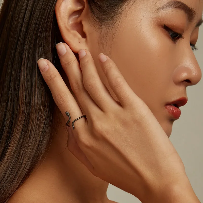 (slika za) Odprt prstan z mistično kačo v stilu Pandora - BSR236 - Ogled 8