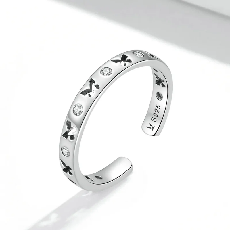 (slika za) Odprt prstan z odprtim metuljem v slogu Pandora - SCR764 - Ogled 2