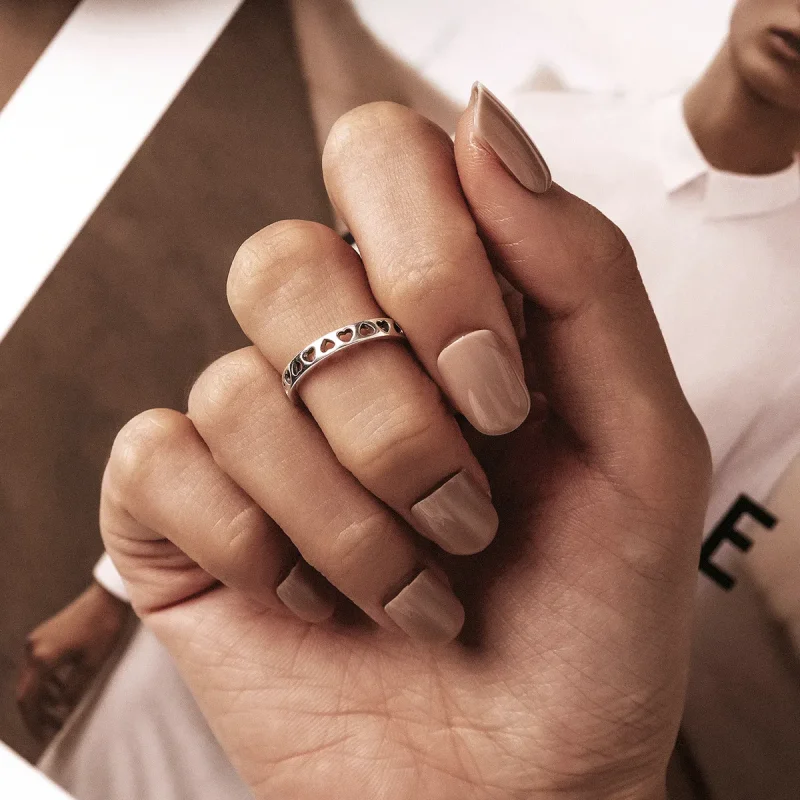 (slika za) Odprt prstan z odprtim srcem v slogu Pandora - SCR765 - Ogled 6