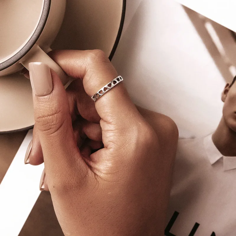 (slika za) Odprt prstan z odprtim srcem v slogu Pandora - SCR765 - Ogled 7