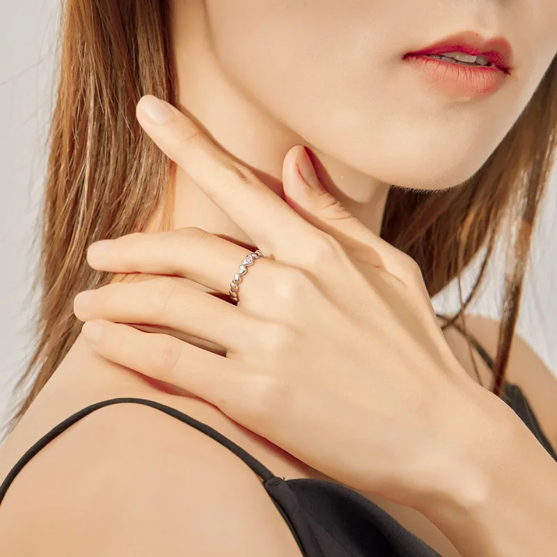 (slika za) Odprt prstan z ogledalom v obliki srca Pandora - BSR100 - Ogled 8