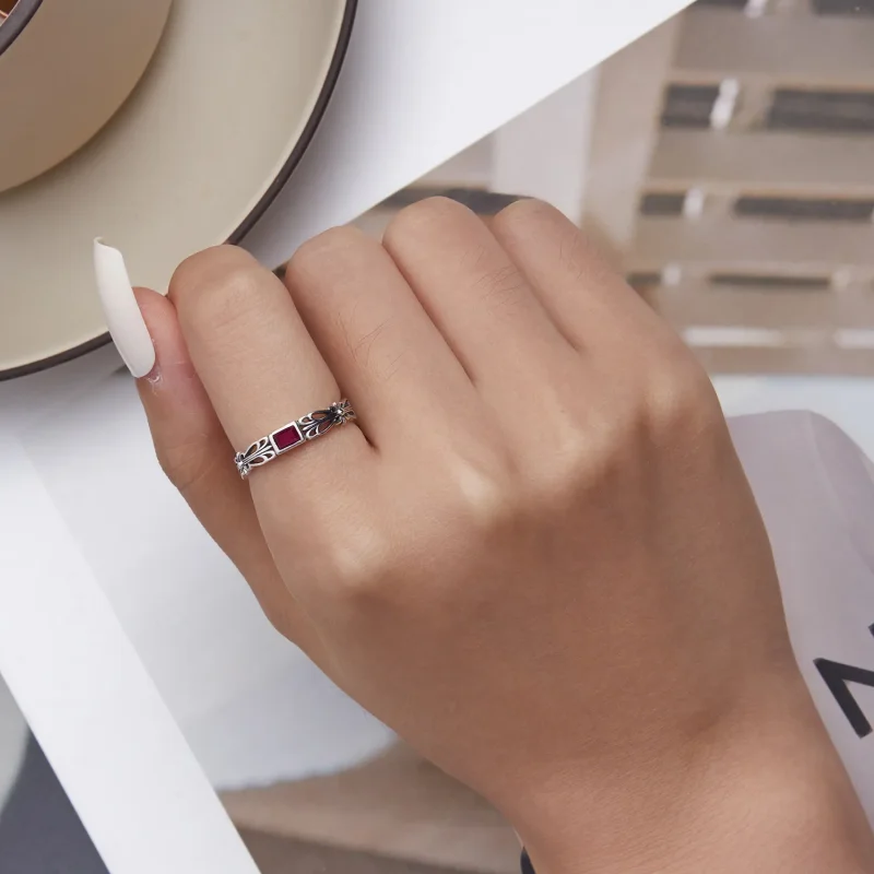 (slika za) Odprt prstan z retro vzorcem Pandora - SCR880 - Ogled 6