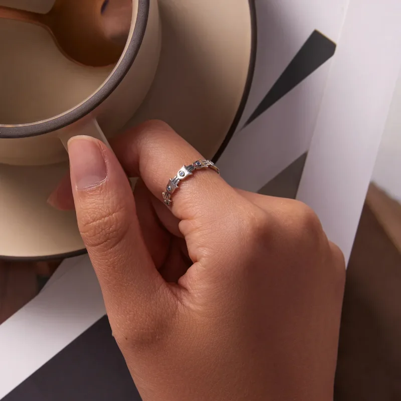 (slika za) Odprt prstan z roko Fatime v stilu Pandora - BSR237 - Ogled 6