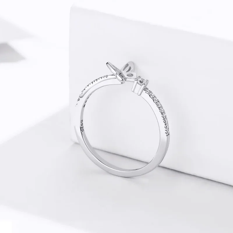 (slika za) Odprt prstan z srebrnim metuljem v stilu Pandora - SCR550 - Ogled 4