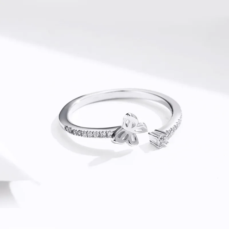 (slika za) Odprt prstan z srebrnim metuljem v stilu Pandora - SCR550 - Ogled 5