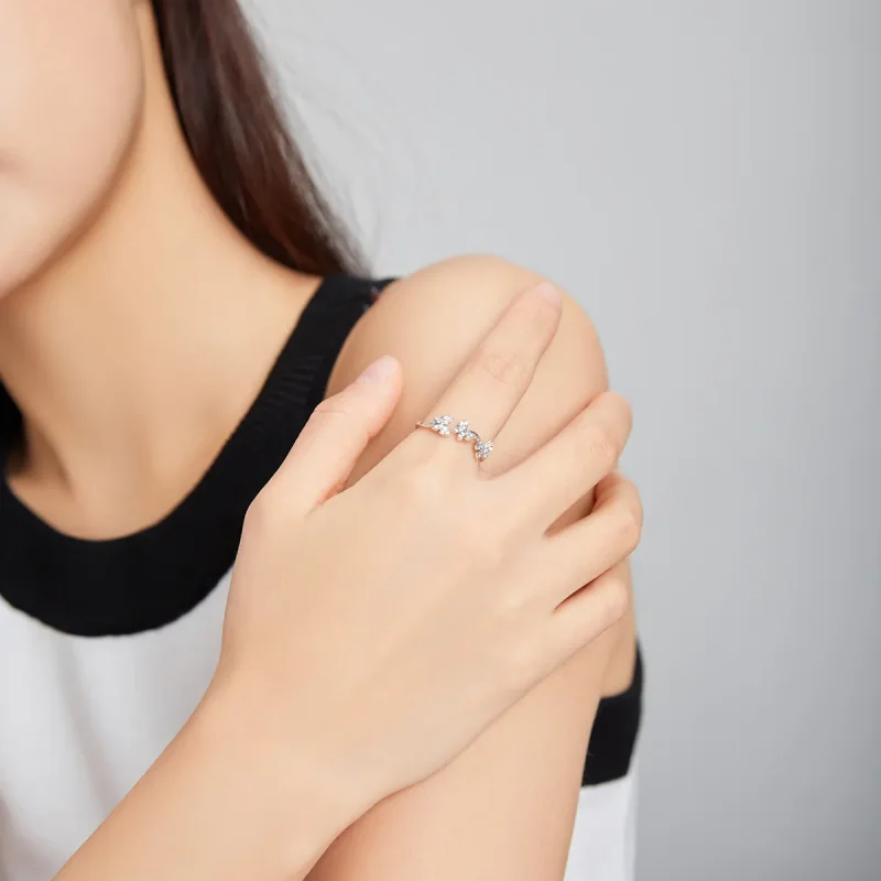 (slika za) Odprt prstan z srebrnim metuljem v stilu Pandora - SCR704 - Ogled 6