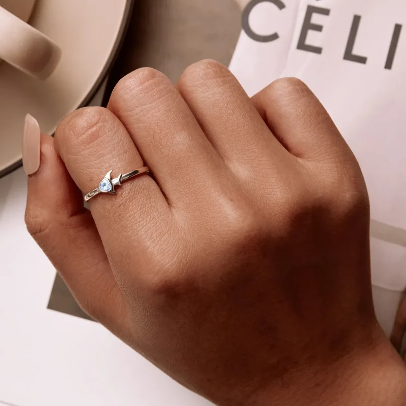 (slika za) Odprt prstan z ustvarjalnimi ribami v slogu Pandora - SCR817 - Ogled 6