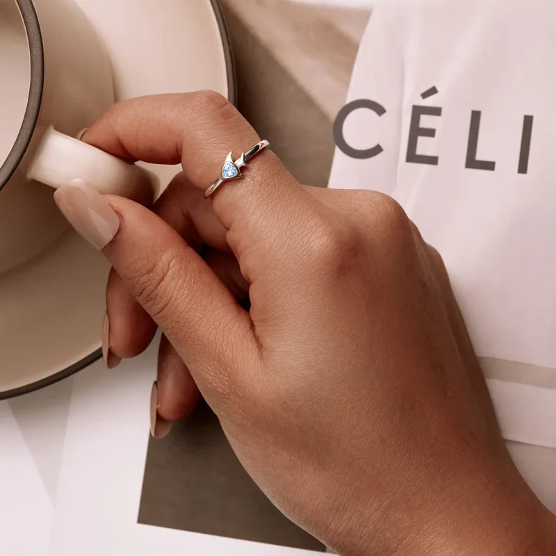 (slika za) Odprt prstan z ustvarjalnimi ribami v slogu Pandora - SCR817 - Ogled 8