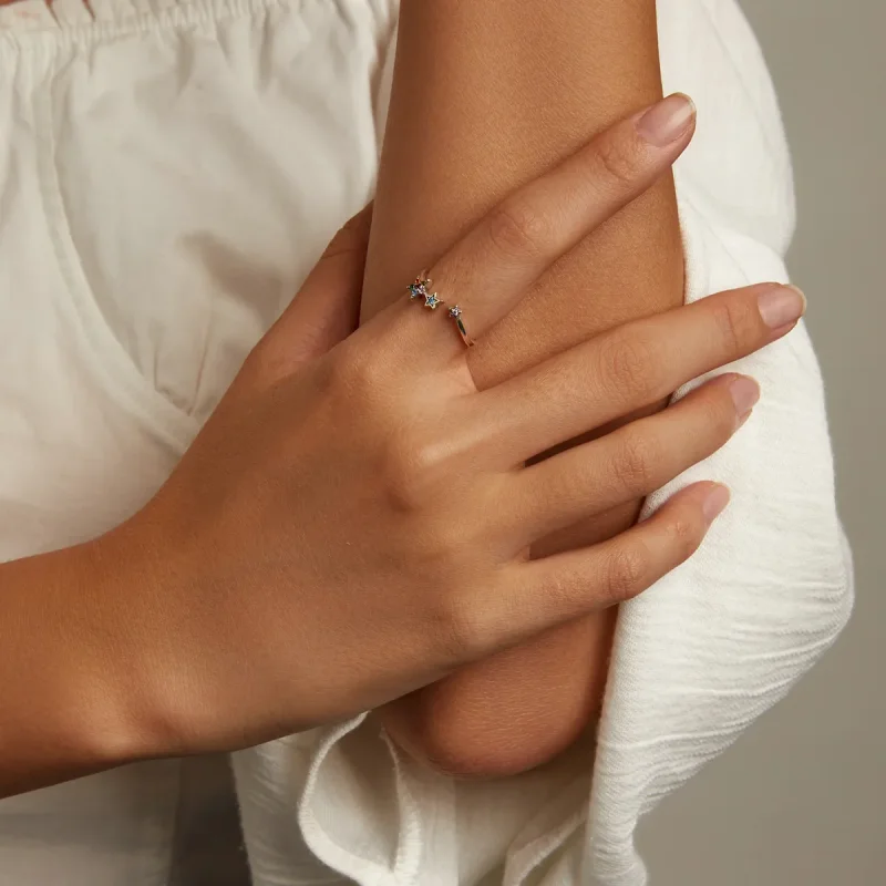 (slika za) Odprt prstan z zvezdo v slogu Pandora - SCR769 - Ogled 5