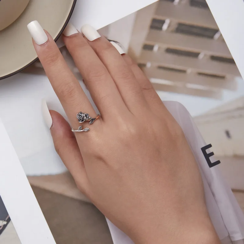 (slika za) Odprt prstan z vrtnico lobanje v stilu Pandora - SCR879 - Ogled 5