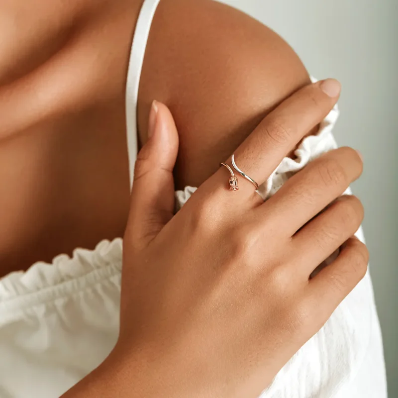 (slika za) Odprt prstan z vrtnico v stilu Pandora - SCR761 - Ogled 5