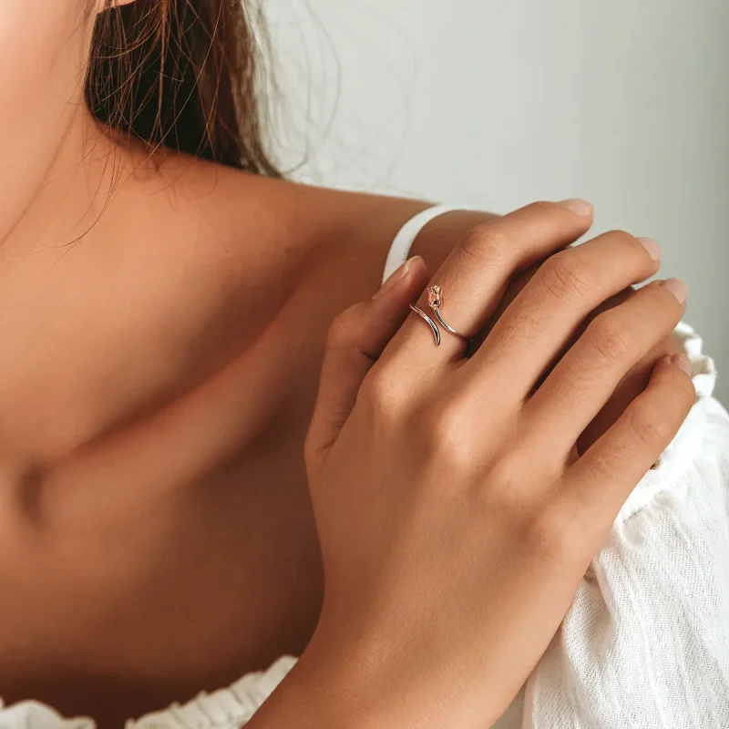 (slika za) Odprt prstan z vrtnico v stilu Pandora - SCR761 - Ogled 8