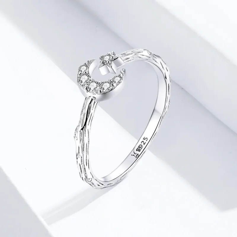 (slika za) Pandora Style Srebrni vintage zvezdni luna odprt prstan - SCR638 - Ogled 2