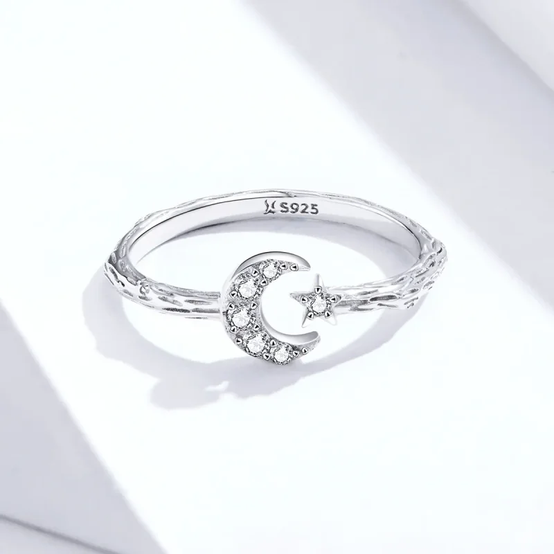 (slika za) Pandora Style Srebrni vintage zvezdni luna odprt prstan - SCR638 - Ogled 3