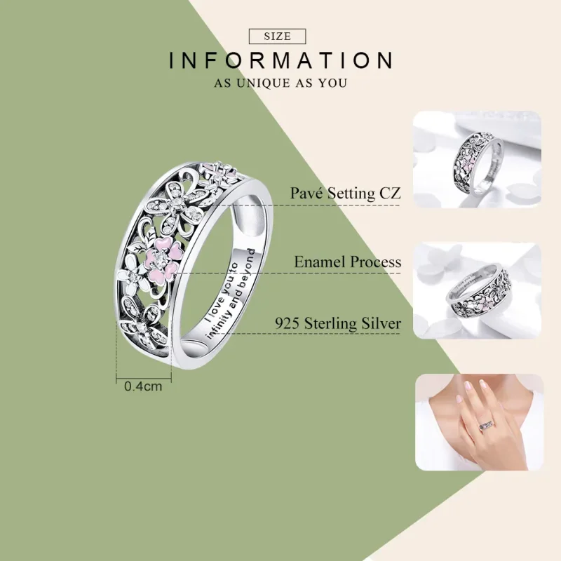 (slika za) Plesni prstan s srebrno rožo v stilu Pandora - SCR390 - Ogled 4