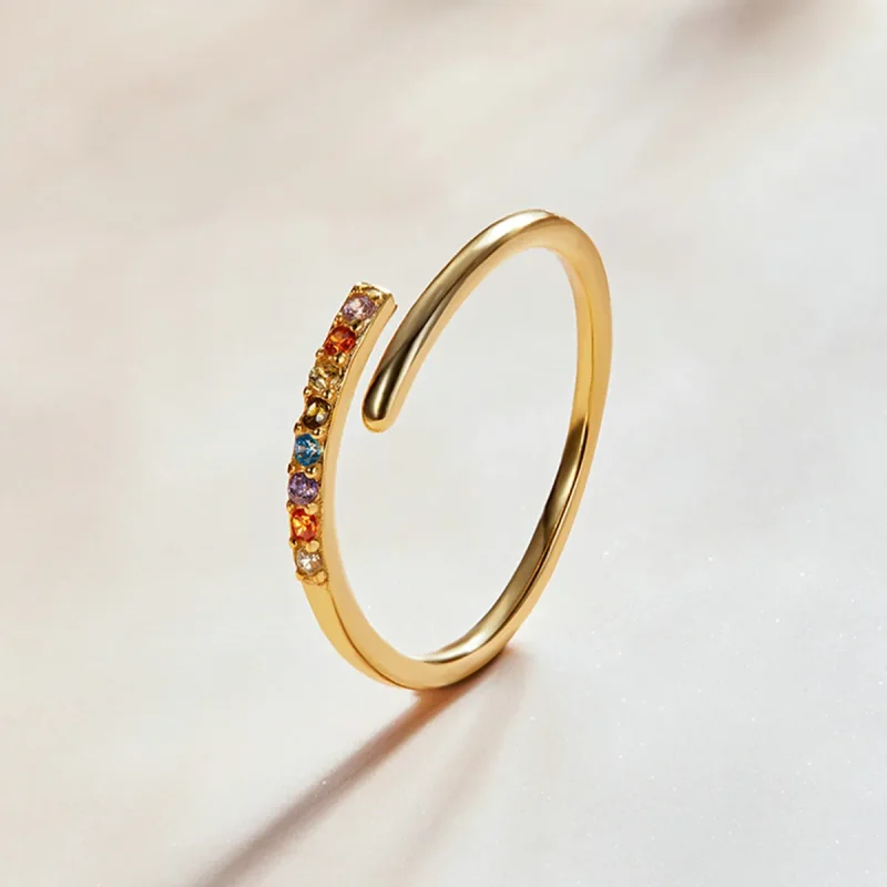 (slika za) Preprost odprt prstan iz kubičnega cirkonija v slogu Pandora - SCR748 - Ogled 2