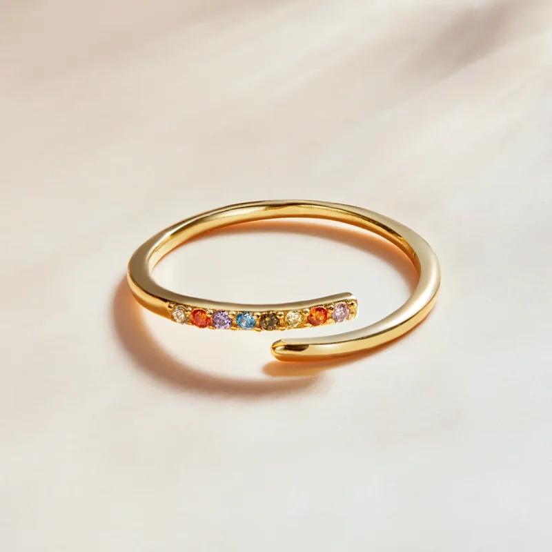 (slika za) Preprost odprt prstan iz kubičnega cirkonija v slogu Pandora - SCR748 - Ogled 3