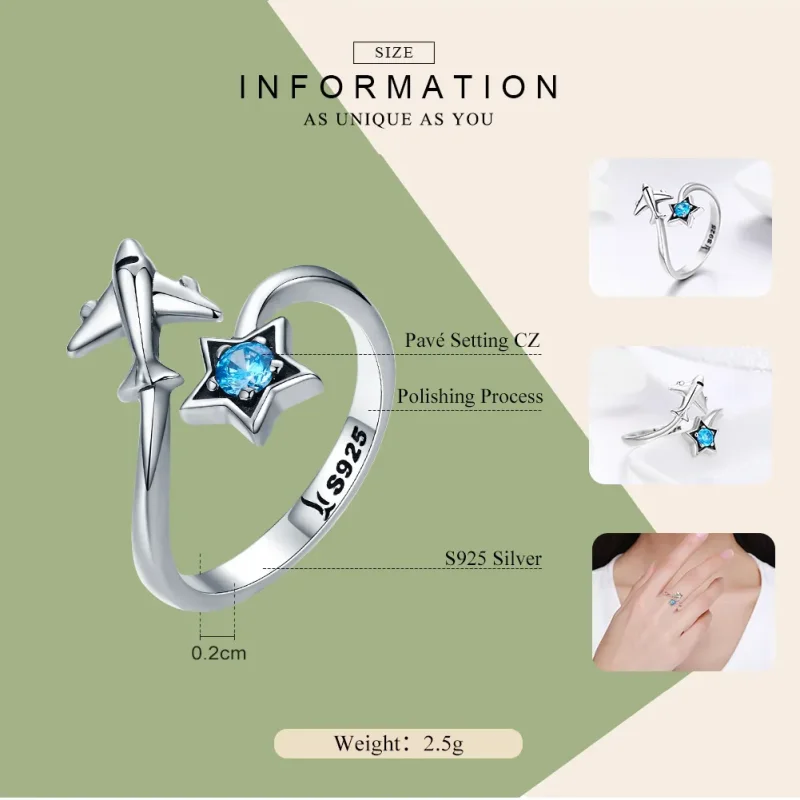 (slika za) Prstan Pandora Style Silver Star Tours - SCR322 - Ogled 4