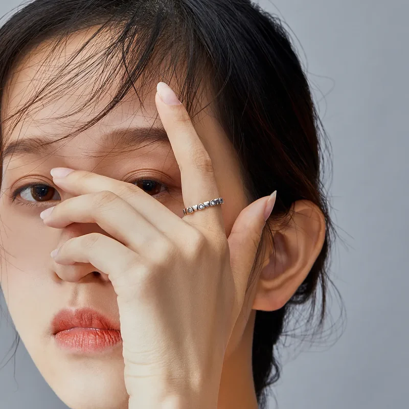 (slika za) Prstan s prekrižanimi srci v stilu Pandora - SCR140-WH - Ogled 5