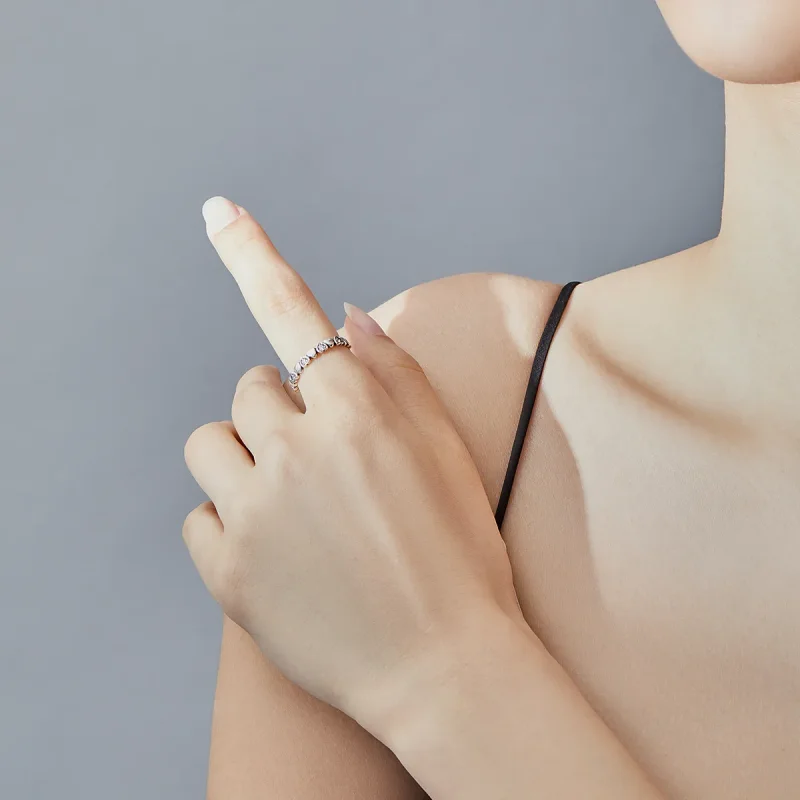 (slika za) Prstan s prekrižanimi srci v stilu Pandora - SCR140-WH - Ogled 6