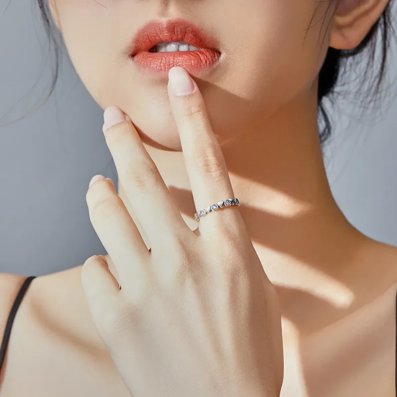 (slika za) Prstan s prekrižanimi srci v stilu Pandora - SCR140-WH - Ogled 7