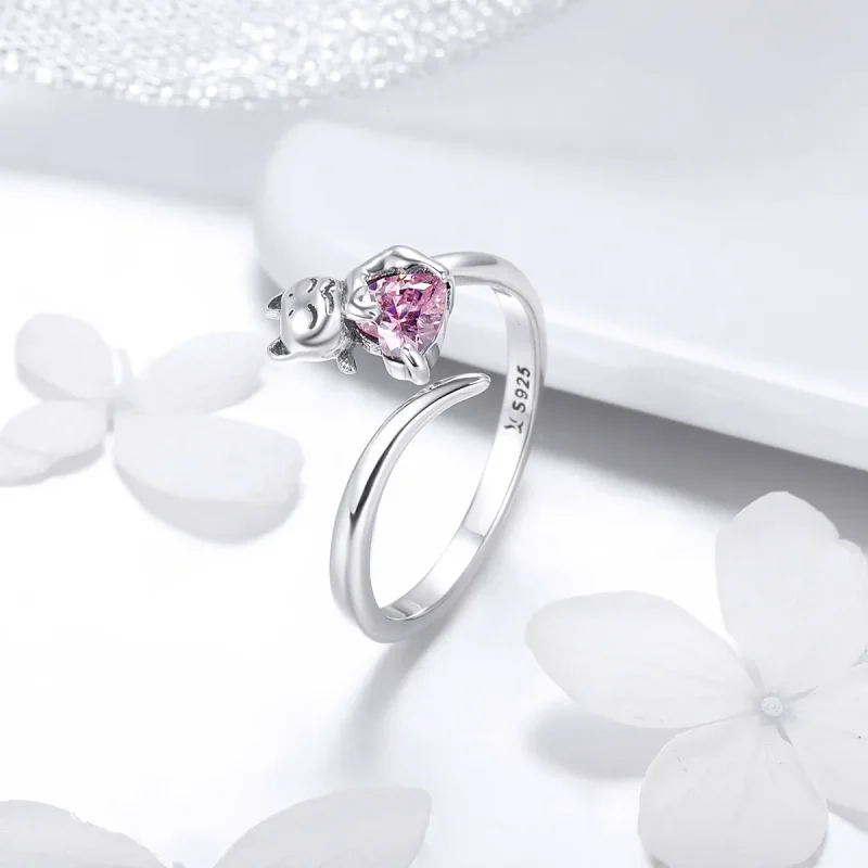 (slika za) Prstan s srebrno ljubko mačko v stilu Pandora - SCR446 - Ogled 2