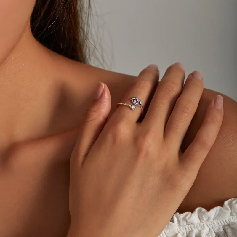 (slika za) Prstan z odprtim hudičevim očesom v stilu Pandora - BSR215 - Ogled 7